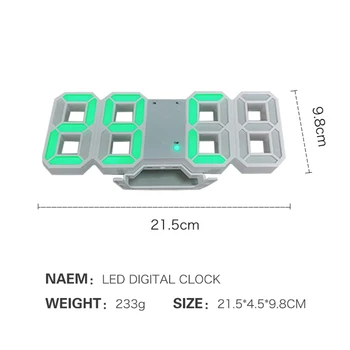 3D LED Skaitmeninis Laikrodis, Žėrintis Naktinis Režimas Ryškumas Reguliuojamas Elektroninis Stalo Laikrodis 24/12 Valandų Rodymo Žadintuvas Kambario Dekoro