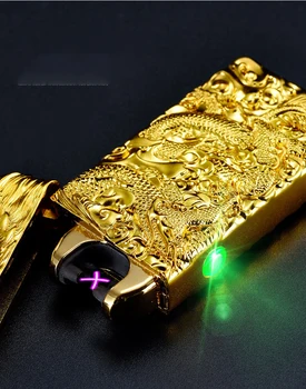 Dragon Lengvesni Plazmos Dvigubo KAMPO USB Elektros Lengvesni Už Cigarečių Rūkymas Vėjo