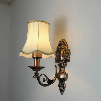 Europos derliaus bronzos, geležies E14 LED lemputės sienos sconce lempos American retro namų deco miegamojo lovos sienų apšvietimo šviestuvas