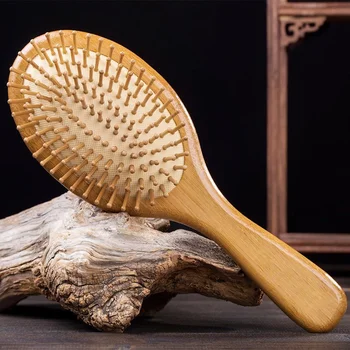 2019 Karšto Bambuko Masažas Plaukų Šukos oro Pagalvė Pagalvėlės Anti-Static Plaukų Šepetys Šukos Priemonė Moterims, Bambuko Natūralaus Kaučiuko Carbonized Šukos t6