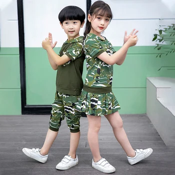 Vaikai Vaikai Paslėpti Karinę Uniformą Taktinių Kariuomenės Kombinezonas Berniukams, Mergaitėms su Gobtuvu marškinėliai Mokymo Drabužių Nustatyti Šokio Spektaklis