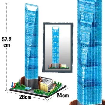 Miesto Šanchajaus Finansinis Centras Garsaus Architektūros Plytas Kūrėjas 3D Mini Diamond 