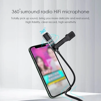 AWEI MK1 Mikrofonas Telefonų Priedai 3.5 mm Aux-Jack Vlog Įrašyti 3m Ilgis, Gera Garso Triukšmo Panaikinimo