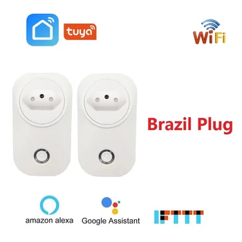 Brazilija Smart WiFi Lizdas BR Prijungti Belaidžio ryšio tinklo Lizdas Balso Kontrolės Galios Stebėti Tuya Smart Gyvenimo APP Alexa 
