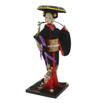12 colių Japonų Geiša Lėlė Dėvi Juodas Kimono Lėlės Dovanos Suaugusiems Kolekcionieriams