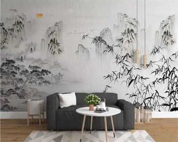 Beibehang Tapetai, freskos kinijos meno samprata anotacija rašalo kraštovaizdžio bambuko kambarį fono sienos 3d tapetai