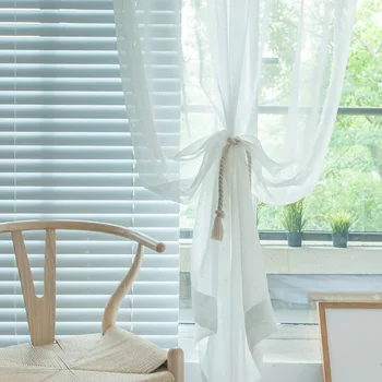 Gražus apmušalas super gera kieta balta balta kanapių pluošto verpalų, tiulio užuolaidas Gyvenamasis kambarys balkonas miegamieji langą sutirštės vien