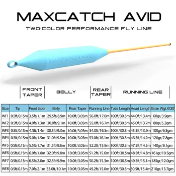 Maximumcatch 100FT 3/4/5/6/7/8WT dviejų Spalvų Skristi Žvejybos Linijos Svorį į Priekį Plūduriuojantis Skristi Linijos su 2 Suvirinti Kilpos