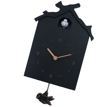 Birdhouse Šiuolaikinės Gegutė Laikrodis Natūralūs Paukščių Skambinkite Švytuoklės Sieninis Laikrodis Vaikams Dovanos - Baterijomis
