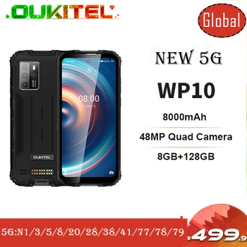 8GB+128GB Pasaulio Versija 5G Patikima Išmanųjį telefoną OUKITEL WP10 8000mAh Mobiliojo Telefono 48MP Quad Kamera 6.67