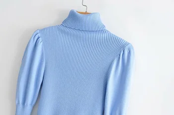 2020 moterų mados golfo sluoksniuotos rankovėmis pagrindinio megztiniai megztinis rudenį atsitiktinis slim puloveriai prabangus laisvalaikio megztinis viršūnes traukti femme