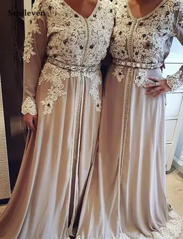 Smileven Šampano Maroko Kaftan Oficialią Vakaro Suknelės Nėriniai Appliques Arabų Musulmonų Ypatinga Proga Suknelės Pagal Užsakymą