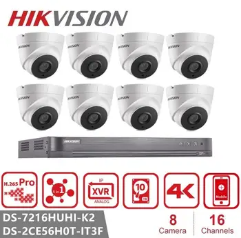 Hikvision 16CH 5MP HD POE DVR Rinkinys, CCTV Apsaugos Sistema, Lauko P2P Vaizdo Stebėjimo Nustatyti DS-2CE56H0T-IT3F