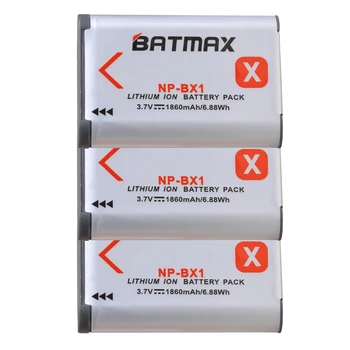 3Pc 1860mAh NP-BX1 NP BX1 Bx1 baterija + LCD USB Įkroviklį, su C Tipo Sony DSC-RX100 WX500 HX300 WX300 AS30V AS300 M3 M2 HX60