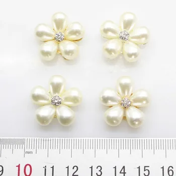 10vnt/set DVIEJŲ SPALVŲ 22mm Gėlių Lydinio Mygtukai Pearl mygtuką, vestuvių dekoravimas Lydinio Diamante Cryustal 