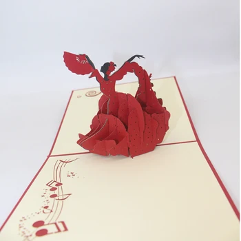 3D Rankų darbo Šokti Sirgalių Šokėja Popieriaus Festivalis Palaima Sveikinimo atviruką, Mokytojų Diena, Vaikams, Gimtadieniui, Šokių Mokykla, Kūrybos Dovana