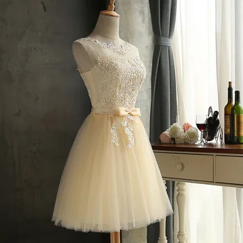 2020 metų vasaros paaugliams Nėrinių Šampano pilka raudona trumpas bridesmaid dresses didmeninė pigūs vestuvės dress mergina prom suknelė