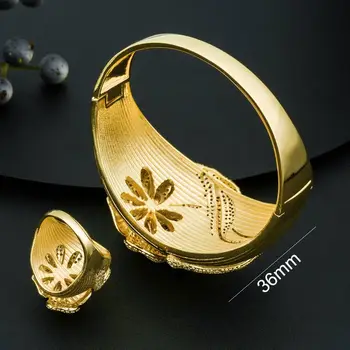 ModemAngel Mados Dizaino Gėlių Formos Papuošalai, Aksesuarai Bangle Ir žiedų Rinkinys Moterims 3 Tonų Aukštos Kokybės Dovanų