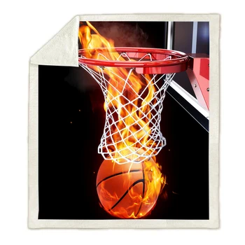 Gaisro Krepšinio Vilnos Antklodė 3D Spausdinimo Sporto Pliušinis Mesti Pledai Vaikas Suaugusiųjų Plona Antklodė