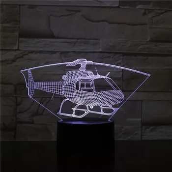 3D-2038 Sraigtasparnis Lėktuvas 7/16 Spalvų Chang 3D LED Naktį, Šviesos, Miego Miegamojo Puošimas Lempos Vyras Berniukai Dovana