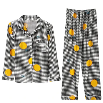 Moterų Pižama Rinkiniai Mados Spausdinimo Sleepwear Kostiumas ilgomis Rankovėmis Ilgas Kelnes Mygtukas Turn-Žemyn Apykaklės Homewear Leopard 