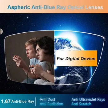 1.67 Anti-Blue Ray Bendrą Viziją, Vyrai ir Moterys, Optinių Lęšių Receptą Regėjimo Korekcijos Lęšiai, skirti Skaitmeniniai Įrenginiai