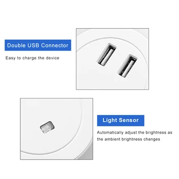 USB įkroviklis Naktį LED Šviesos Su Dual USB Prievadas, Skirtas 