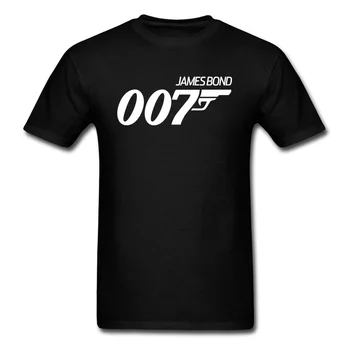 James Bond 007, T-marškinėliai Vyrams Ginklą Spausdinti Streetwear Brand New Custom Mens Medvilnė Tee Marškinėliai trumpomis Rankovėmis Viršūnes Drabužius Slim Fit