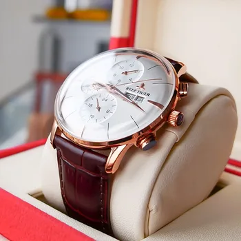 2021 Rifas Tigras/RT Top Brand Prabangus Automatinis laikrodis Reloj Hombre Daugiafunkcinis Rose Gold Fashion Laikrodžiai Odinis Dirželis RGA1699