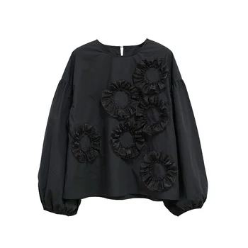 Imakokoni Ei Er Nao originalus juodi marškinėliai moteriška rudens ir žiemos dizaino prasme nišą prarasti atsitiktinis megztinis viršų