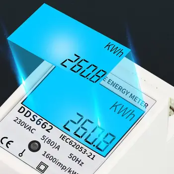 LCD Skaitmeninis Ekranas vienfaziai elektros Energijos Suvartojimo Matuoklis Energijos Skaitiklis Vatų Wattmeter kWh 230V AC 50Hz Din Bėgelio