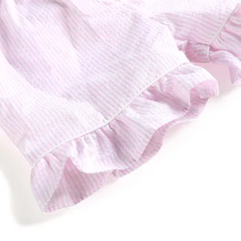 Medvilnės seersucker vasaros pižama trumpomis rankovėmis sleepwear vaikams 12m-12years mygtuką iki pižamos mergaitėms ir berniukams rinkiniai