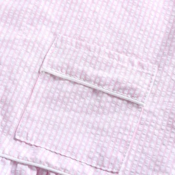Medvilnės seersucker vasaros pižama trumpomis rankovėmis sleepwear vaikams 12m-12years mygtuką iki pižamos mergaitėms ir berniukams rinkiniai