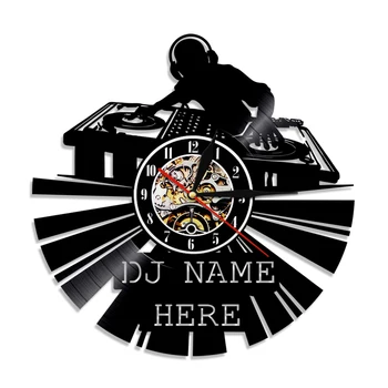 DJ Siluetas Shadow Art Dekoratyvinės Sienų Laikrodis Asmenybės Užsakymą DJ Pavadinimas Vinilo Įrašas Sieninis Laikrodis Modernus Dizainas ir Geriausia Dovana DJ