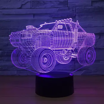 Transporto priemonės Formos Vaikams, Led Lempos, Miegamojo LED Automobilių 3D Lempa 7 LED Spalva Keičiasi Luminaria Naktį Šviesos 3D Iliuzija Lempos Šviesa