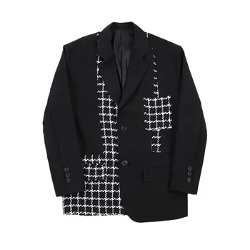 IEFB Negabaritinių Laisvi juodas mokama kratinys kostiumas kailis vyrų Asimetrinė janpanese streetwear fashion švarkas Švarkas rudens naujų 9Y347