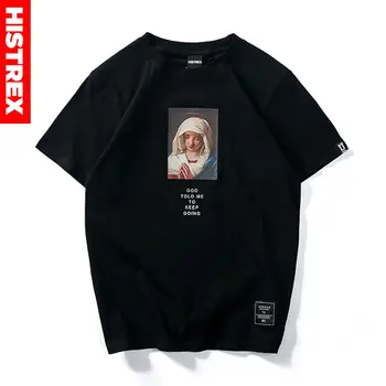 Mergelės Marijos vyriški T-Shirt Mens Faashion 2019 Juokingi Marškinėliai Dropshipping Tiekėjų JAV Hip-Hop 100 vatos Pagaliukai Tee Streetwear H19SP