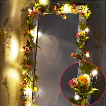 2M 20 LED Rožių Gėlių String Žibintai, Baterija/USB Powered Kalėdinė Girlianda Gimtadienio, Vestuvių, Meilės Apdailos Luminaria