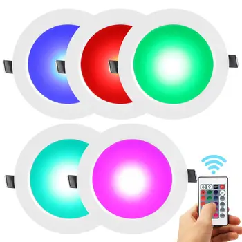 5VNT RGB LED grupė Lempa Spalvos Keitimas Su Nuotolinio Valdymo RGB 5W 10W Embedded Lubų Šviesos Magija Vietoje Apšvietimas
