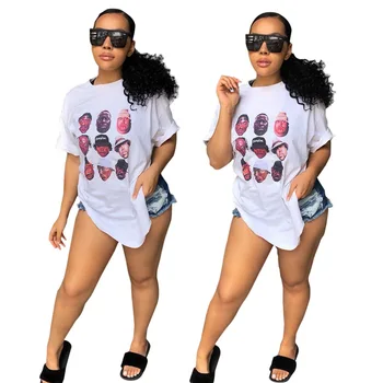 1L025 Vasaros Moterų Marškinėliai Hip-Hop Street Atsitiktinis Palaidų Viršuje Plus Size Black T Shirts