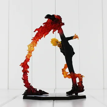 Vienas Gabalas Juodos Kojos Sanji Ugnies Mūšis Versija Anime PVC Veiksmų Skaičius, Surinkimo Modelis Žaislai Su būda 16cm