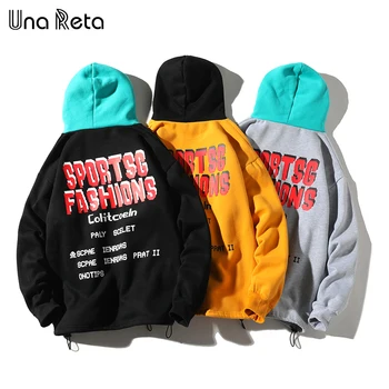 UnaReta Vyrų Palaidinukė Nauja Hip-Hop spausdinti Šiltu Vilnos Megztiniai Moterų Megztinis viršūnes Atsitiktinis Rudens Žiemos Hoodie Mens Streetwear