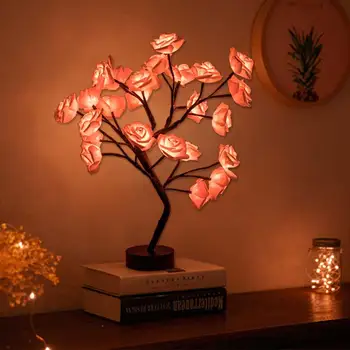LED Stalo Lempa Šviesos Išaugo Gėlė, Medis, USB Naktį Žibintai Namų Puošybai Šalys Kalėdos Vestuvių Miegamasis Dekoro Dropshipping