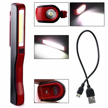 Nešiojamas Įkraunamas Mini COB LED Darbo Šviesos Žibintuvėlį, Fakelą Magnetinio Pen Įrašą Vertus Avarinės Lempos Šviesos Žibintai