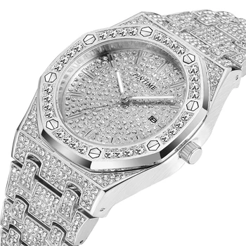 Šviečia Diamond Vyrai Moterys Žiūrėti Lediniame Iš Laikrodžiai, Nerūdijančio Plieno, Kvarcas Dovanų Šalis Laikrodis Laikrodis Prabangus Laikrodis