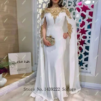 Juoda Satino Maroko Kaftan Vakaro Suknelės 3D FlowersLace Appliques Moterų arabų Musulmonų ypatinga Proga Oficialus Šalis