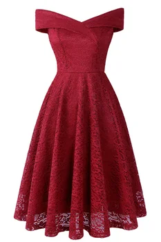 2019 Vasaros Moterų Nėriniai Vintage Suknelė Raudonos NĖRINIŲ Sūpynės Retro Drabužius, Suknelės, Šaliai, Rockabilly Pin Up Suknelė Vestidos