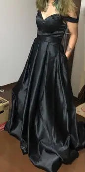 Geltonas Vakaro Suknelės su Kišenėmis-line V-kaklo Išjungti Peties Ritininės Islamo Dubajus, Saudo arabų Ilgas Elegantiškas Vakare Gown