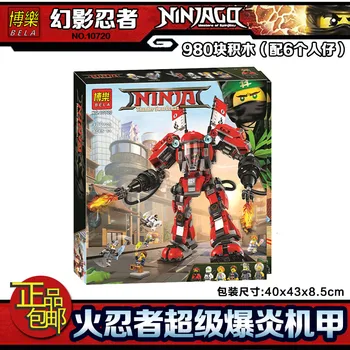 980pcs Naujas Ninja Gaisro Mech Mūšis Didžiulis Raudonas Robotai Liepsna 10720 Modelio Blokai Surinkti Žaislai, Plytos, Suderinamas su