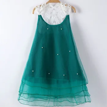 Vaikas Mergaičių Vasaros Šifono Rankovių Apynasrio Suknelė 2020 Karšto Pardavimo Merginos Laisvalaikio Stiliaus Kvėpuojantis Rožinė Žalia Princesė 2-10Y